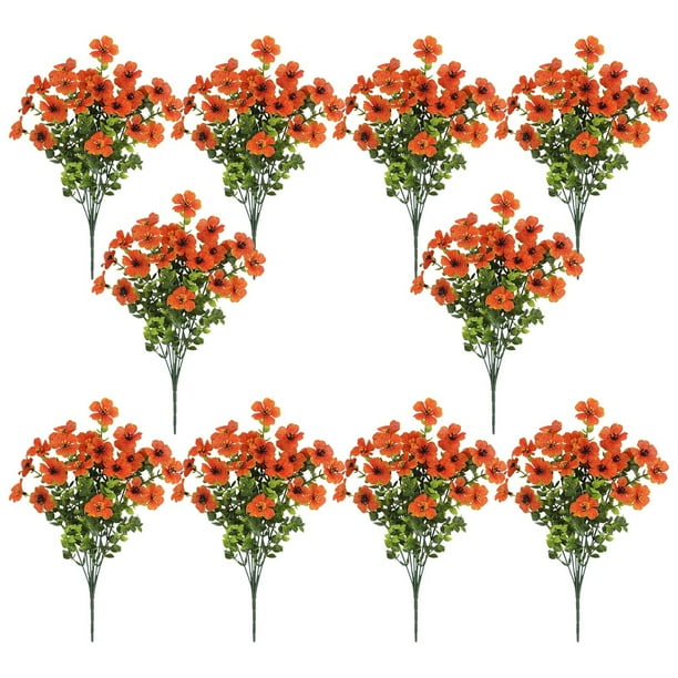 Flores artificiales, flores falsas, flores artificiales, paquete de 10, flores de viola artificiales con tallos de pino y violeta, plantas decorativas realistas para la decoración del hogar, simulació