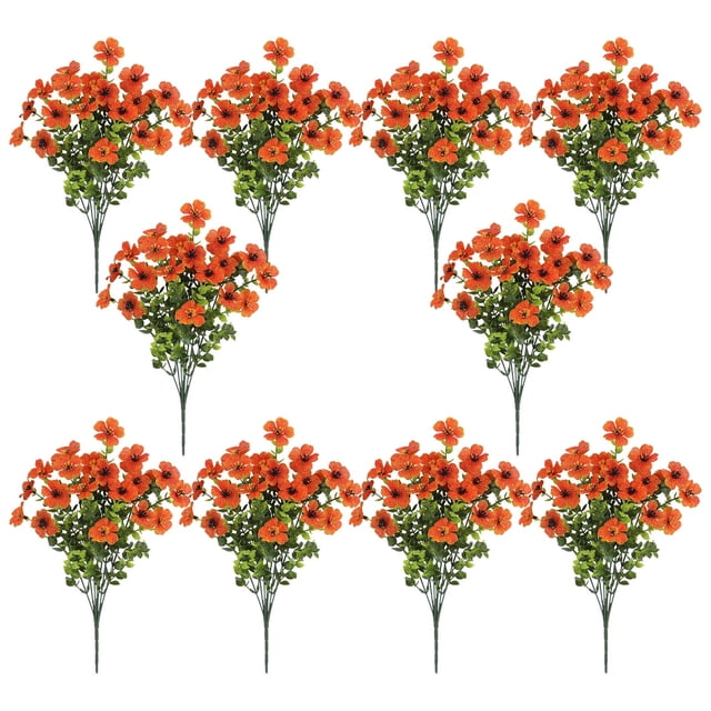 Paquete de 10 Flores Artificiales de Violeta con Tallos de Pino y Violeta | Plantas Decorativas Realistas para El Hogar | Juego de 10