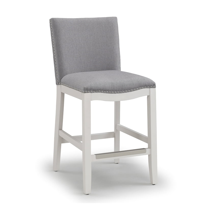 Arissa Gray Fabric Upholstered Wood, Simple Wooden Counter Stools