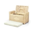 thumbnail image 6 of Bruno Handmade 32 Inch Rattan Wicker Chest Storage Trunk Organizer Ottoman W/Cushion Natural Color, 6 of 7