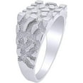 thumbnail image 2 of Rectangular Nugget Wedding Band Ring For Mens In 14k White Gold Over Sterling Silver, 2 of 2