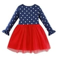 thumbnail image 5 of HILEELANG Toddler Girls Long Puff Sleeve Navy Dot Christmas Tulle Dress Cotton Casual Red Xms Man Applique Jersey Shirt Playwear Dresses 3T, 5 of 6