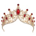 thumbnail image 1 of Tiara de corona de reina de cristal de imitación Unique Bargains accesorios para el cabello de Cosplay Tono dorado rojo, 1 of 7
