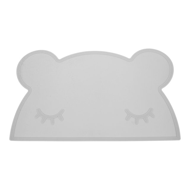Manteles individuales de silicona para niños Alfombrillas de vajilla antideslizantes con forma de oso lindo con aislamiento térmico (gris claro)