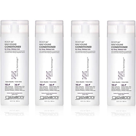 Giovanni Root 66 Max Volume Conditioner, 8.5 oz. for Thin Fine Hair, Sea Salt, Kiwi, Pro-Vitamin B5, Horsetail Extract, Sulfate Free, No Parabens Color Safe (4 Pack)