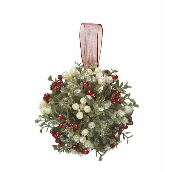 Kissing Krystals 5" Holly KISSING BALL Mistletoe Christmas Decor Ornament, by Ganz