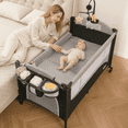 thumbnail image 2 of INFANS 5 in 1 Baby Bassinet with Playard, Larger Size Bedside Sleeper, Diaper Changer, Mattress for Newborn Toddlers, 2 of 9