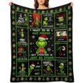 thumbnail image 1 of Manta de Grinch, manta navideña, divertida manta verde, temática navideña, decoración del hogar, mantas mullidas, cálidas y acogedoras para sofá, ropa de cama y regalo, 1 of 8