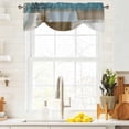 thumbnail image 3 of Teal Blue Tie Up Valance Curtains for Windows, Kitchen Curtains Window Treatments, Brown White Minimalist Retro Smear Ombre Art Short Window Shades Valances for Bedroom Bathroom Cafe 42"x12", 3 of 8