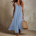 thumbnail image 5 of ChaoHeng Summer Dresses for Women 2026 Solid Knit V Neck Sleeveless Lightweight Casual Sweater Dress Light Blue S, 5 of 9