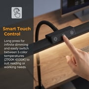 LED Desk Lamp with Double Head, 10W Adjustable Swing Arm Desk Light, 5-Level Dimmable Eye-Caring Desk Lamp for Home Office, Reading, Study