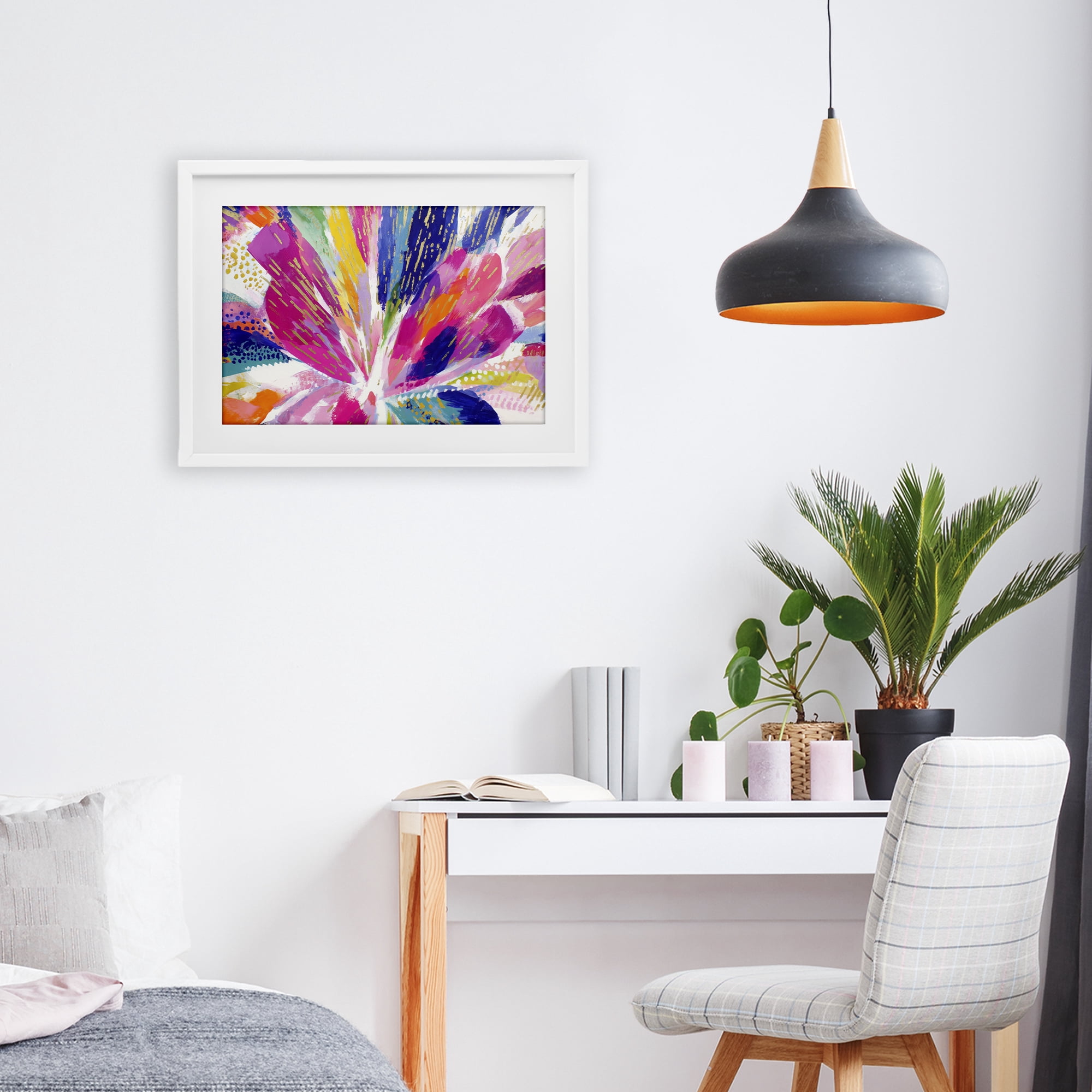 Stupell Industries Flower Burst in Vibrant Tones White Framed Print Under Glass, design by Chromatic Storm Studio