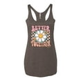 thumbnail image 2 of Wild Bobby Retro Better Together Daisy Smiley Face Checkered Background Vintage Women Tri-Blend Racerback Tank Top, Brown, Small, 2 of 6