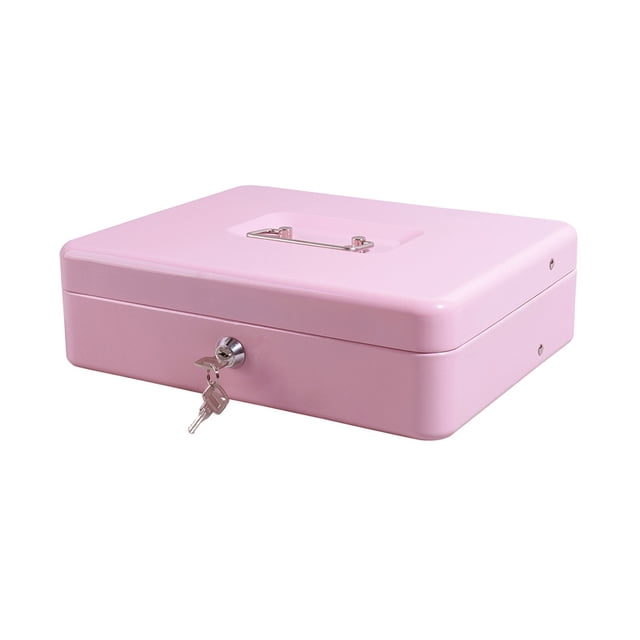 Money Box with Key, Money Tin with Lock Cash with Coin Tray for Petty Coins Notes ,Easy to Operate