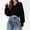 Black, variant on Women's V Neck Long Sleeve Cable Knit Oversized Cropped Sweater Pullover