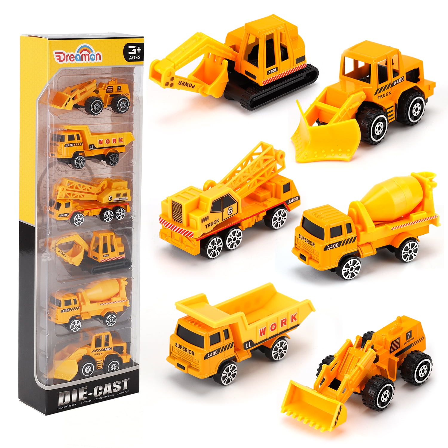 6 Pcs Play Trucks Toy Construction Kids Construction Toys Kids Birthday Gifts 