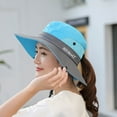 thumbnail image 4 of Women Visor Bucket Hat Summer Sun Beach Wide Brim Boonie Ponytail Cap Quick-Dry UV Protection Sun-Hat Bucket-Cap with Ponytail Hole, 4 of 6