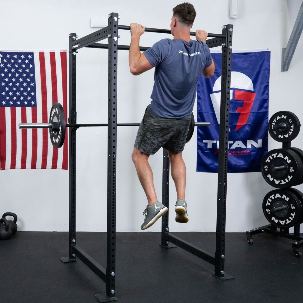 Titan Fitness T-3 Series Black Tall Power Rack, 24in Depth, 1,100 LB Capacity Cage for Weightlifting and Strength Training