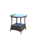 thumbnail image 4 of Olurrisa Outdoor Round Coffee Table 21" - Clear Tempered Glass Top with Brown PE Rattan Base, 120lb Capacity All-Weather Patio Table for Garden & Deck, 4 of 10