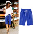 thumbnail image 2 of ZUKMRJPC Shorts for Women 2025 Casual Summer Beach Drawstring Shorts with Pocket Knee Length Loose Cute Vacation Short on Clearance, 2 of 4