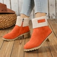 thumbnail image 3 of Ladies' Warm Retro Mid-Calf Boots Square High Heels Side Zipper Boots Orange 39, 3 of 4