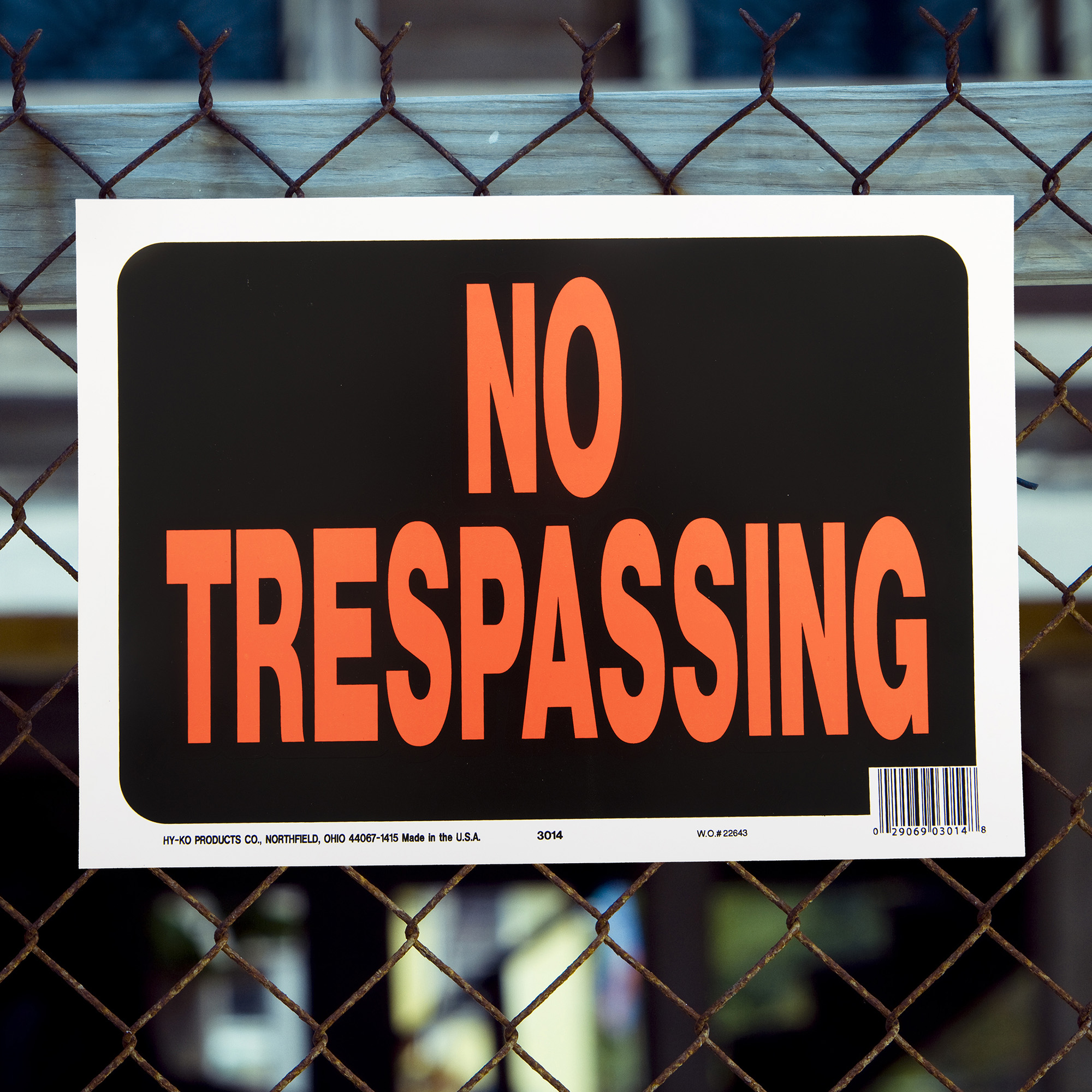 Hy Ko 85 X 12 Plastic No Trespassing Property Sign Bold Colors 5300