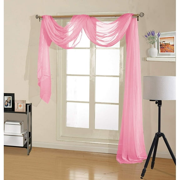 Decotex Premium Sheer Voile Scarf Valance for Home & Event Designs (54" X 216", Light Pink)