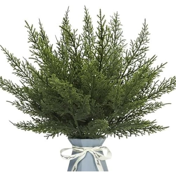 24PCS Artificial Pine Needles Branches 12.4" Christmas Greenery Stems Green Plants Fake Pine Sprigs Faux Pine Leaves Picks Crafts Sprays for Xmas Tree DIY Wreaths Garlands Home Decoration (24, Green)
