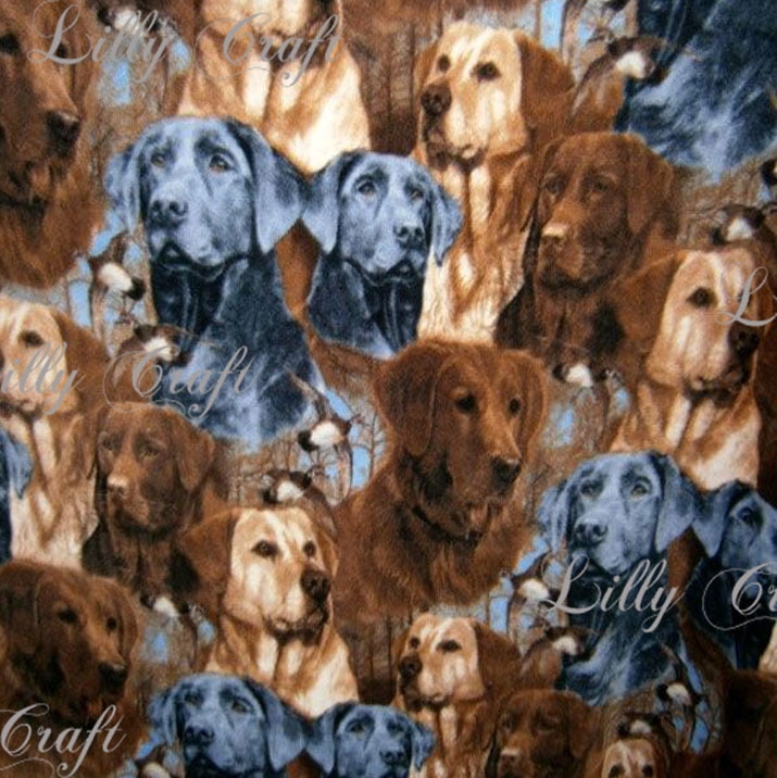 Lilly Craft Dogs LABS Print Fleece AntiPill FABRIC 5860" Wide Sold by