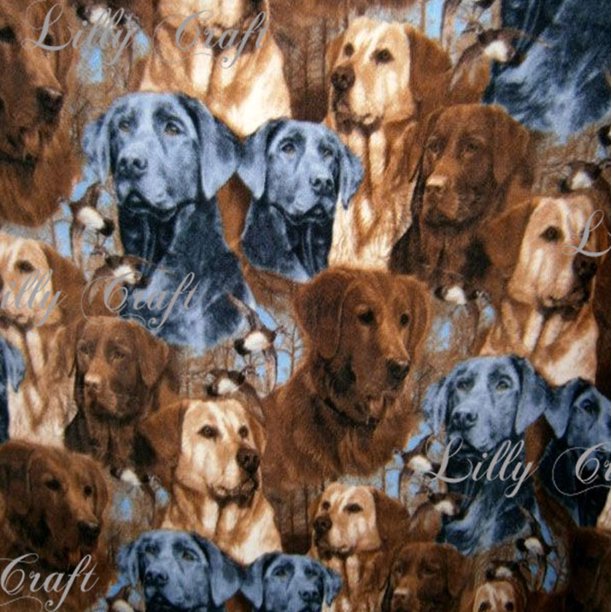 Lilly Craft Dogs LABS Print Fleece AntiPill FABRIC 5860" Wide Sold by