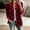 Wine, variant on Women's Solid Velvet Ruffled Jacket Open Front Double Breasted Button Casual Long Sleeve Coat with Pockets, Lightweight Loose Outerwear for Spring Fall White