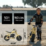 FRP 50cc Gas Dirt Bike - Mini Motorcycles for Young Riders, Gas Powered Mini Bike with Safety Kill Switch, Tubeless Tires, Easy Pull Start, and EPA Approved (Yellow)