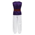 thumbnail image 2 of YEAHDOR Kids Boys Halloween Arabian Prince Cosplay Costume Outfit Carnival Theme Party Dress Up Vest with Pants Belt Set Purple 9-10, 2 of 7