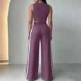 thumbnail image 5 of Women's Color Casual Fashion Sleeveless Vest And Pants Two-piece Set Purple M Purple M, 5 of 7