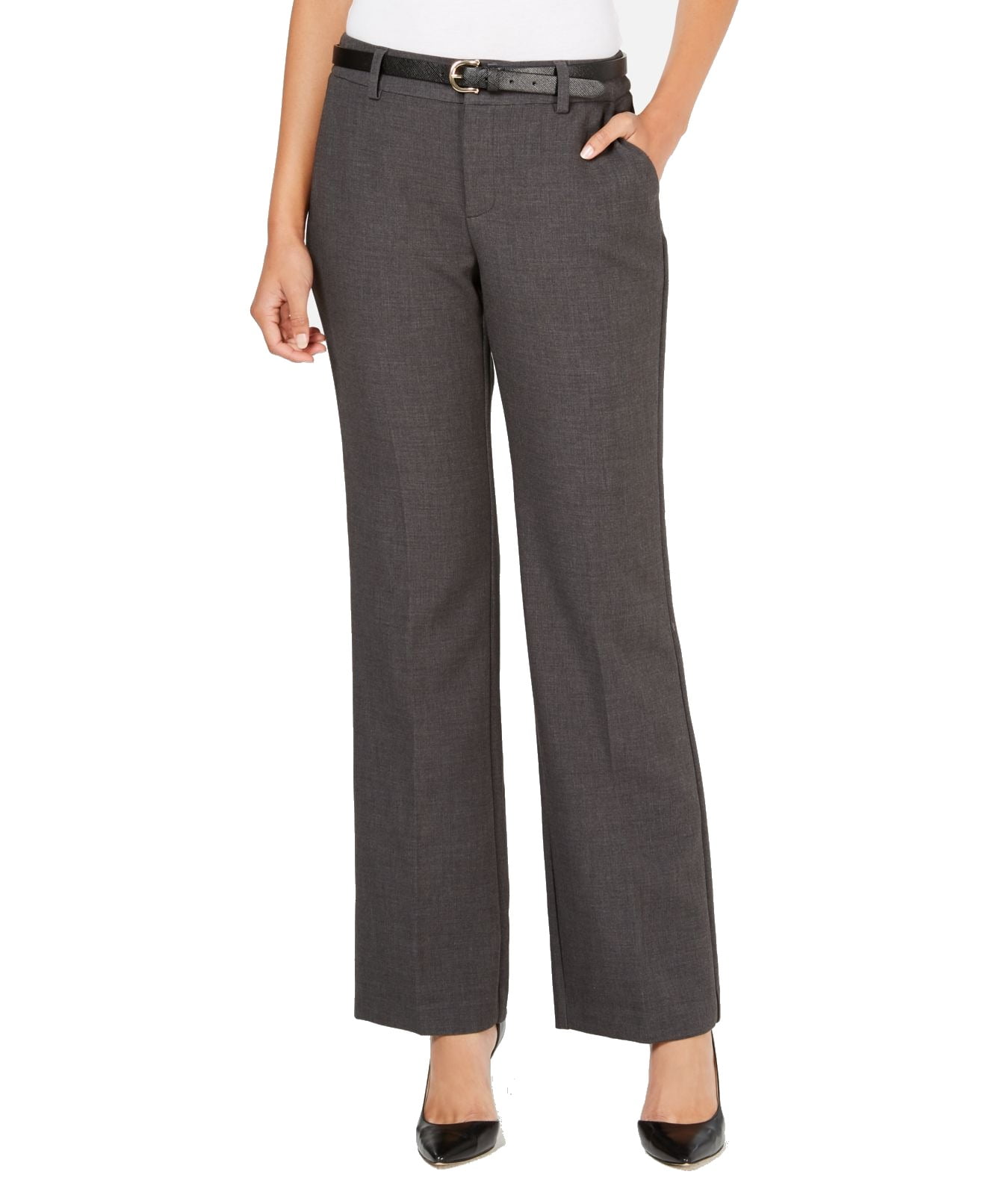 Charter Club Women's Dress Pants 8X32 Trousers Belted Stretch Gray 8 ...