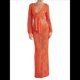 thumbnail image 1 of Conjunto de Dos Piezas de Crochet para Mujer: Top Corto de Larga con Nudo y Falda con Cordón. Naranja Rojo M, 1 of 7