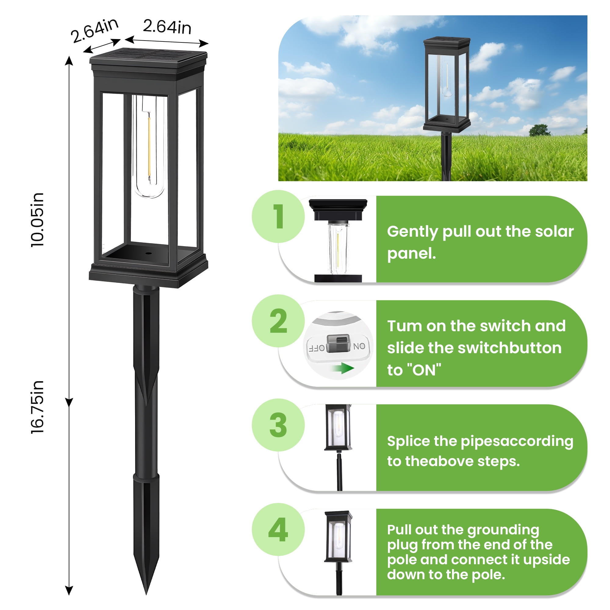 DAYBETTER Solar Pathway Lights Outdoor, 6 Pack Solar Powered Landscape Lights, IP65 Waterproof, Auto On/Off Outdoor Lights for Outside, Yard, Walkway, Patio, Garden