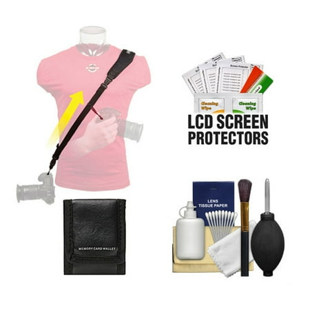 Op/Tech USA Neoprene Utility Camera Strap-Sling (Black) with Cleaning & Accessory Kit for Digital SLR & ILC Cameras