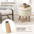 thumbnail image 4 of Giantex Pouf Rond avec Rangement et Couvercle Rabattable, Repose-Pieds Multifonctionnel, Tabouret de Coiffeuse Moderne, Beige, 4 of 7