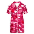 thumbnail image 5 of Mifsaly Satin Pajama Set for Women Valentine Day Silk Pajamas 2 Piece Short Sleeve Heart Print Sleepwear Button Down Pjs Elastic Waist Shorts Dressy Casual Summer Matching Outfits 2026 L, 5 of 5