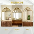 thumbnail image 5 of Mirolume 42"x30" Vanity Wall Mirror Decorative Vintage Arch Bathroom Mirror with Smooth Top,Gold, 5 of 7
