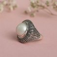 thumbnail image 5 of Tibetan Silver Natural Pearl Gemstone 925 Sterling Silver Handmade  Ring For Women Unique Jewelry, 5 of 8