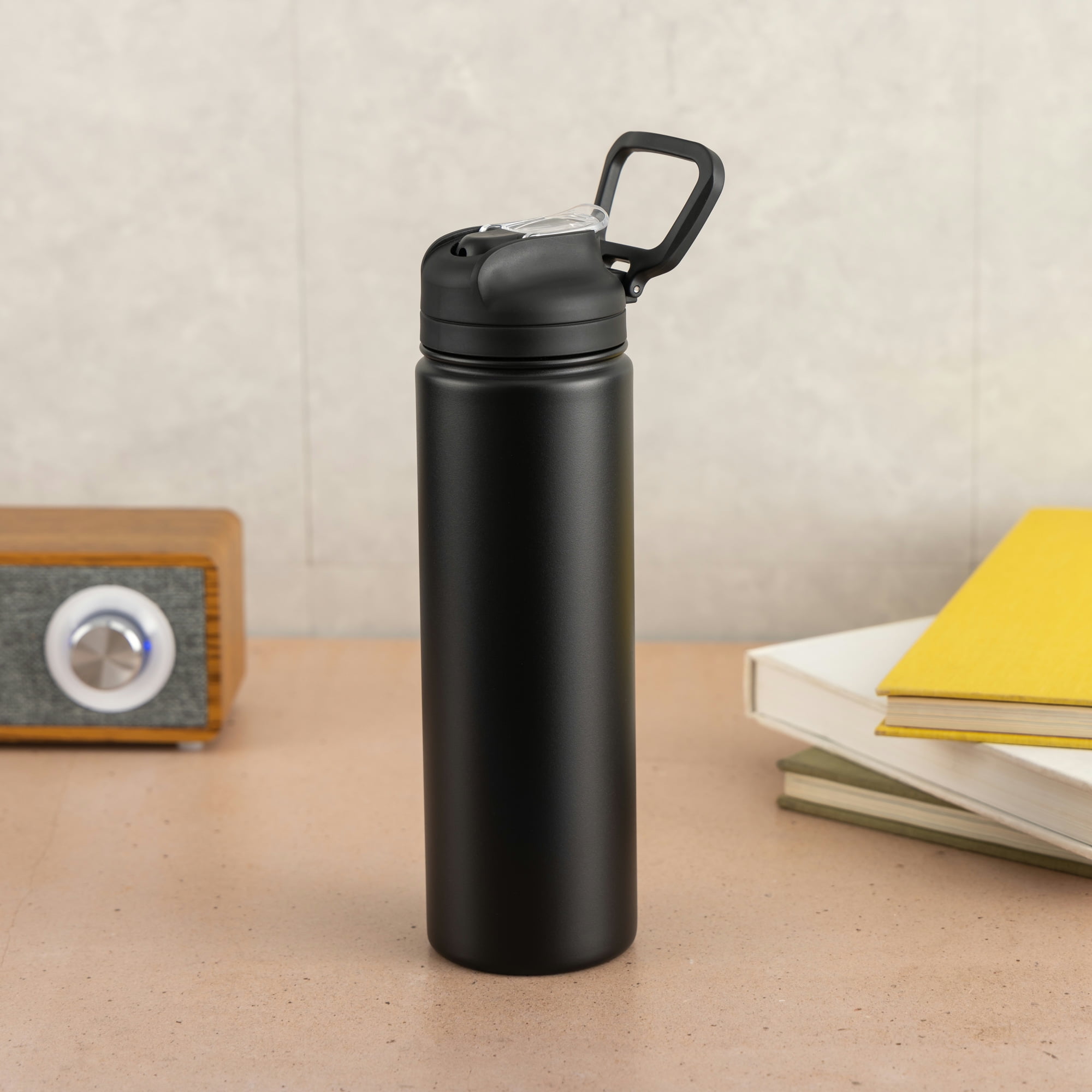 Mainstays 24 oz Stainless Steel Sip Water Bottle, Black