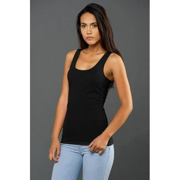 Blanks  Women's Fine Jersey Cotton Tank Top, Black, White, S-2XL