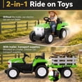 thumbnail image 3 of Funcid 24 Volt Ride on Toys with Remote, 5 AH Electric Ride on Vehicles for Kids, 240W Ride on Tractor, Power Car Wheels w/ Detachable Trailer, Bluetooth, Music, Taillight & Light Switch, Green, 3 of 8