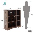 thumbnail image 3 of 9-Cube LED Bookshelf - Mid-Century Modern Wood Storage Shelf for Bedroom, Living Room & Office, Brown, 3 of 7