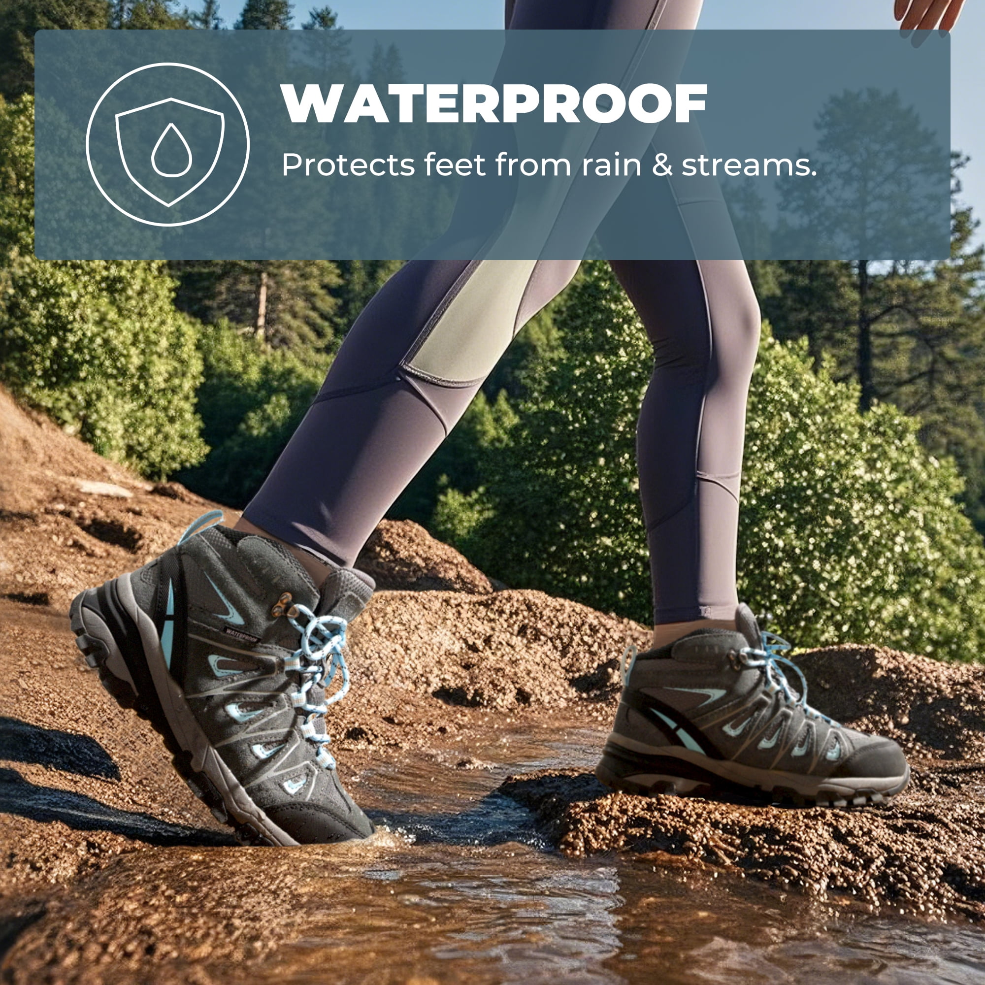 BURUDANI Women's Waterproof Hiking Boots Outdoor Trekking Camping Trail Hiking Boot Wide Width.