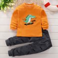 thumbnail image 2 of TOWED22 Toddler Boys Clothes Outfits 2Pcs Set Long Sleeve Print Round Neck Cotton T-Shirt Elastic Waist Joggers Warm Fall Winter(Orange,3-6 M), 2 of 5
