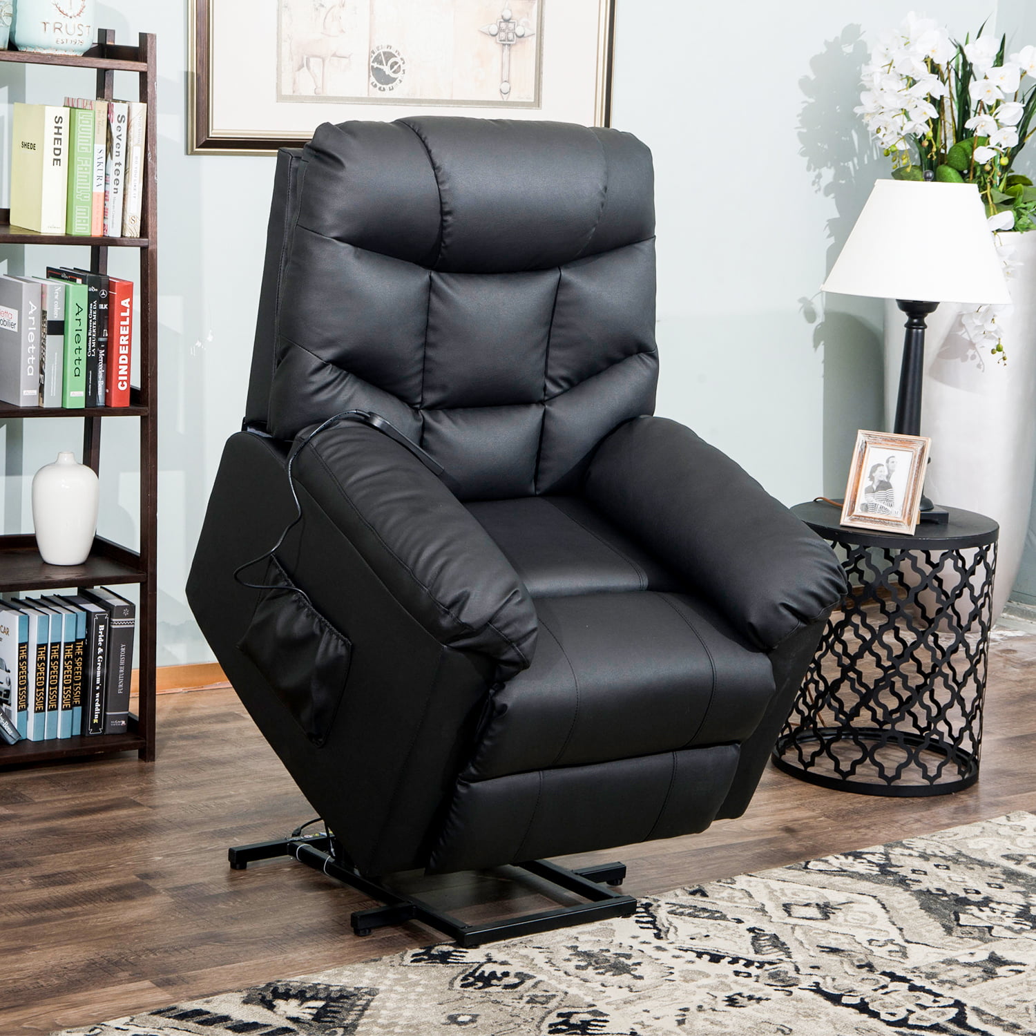 clearance recliner chair with remote control for lounge pu leather  ergonomic power lift recliner chair with padded seat backrest for home  theater