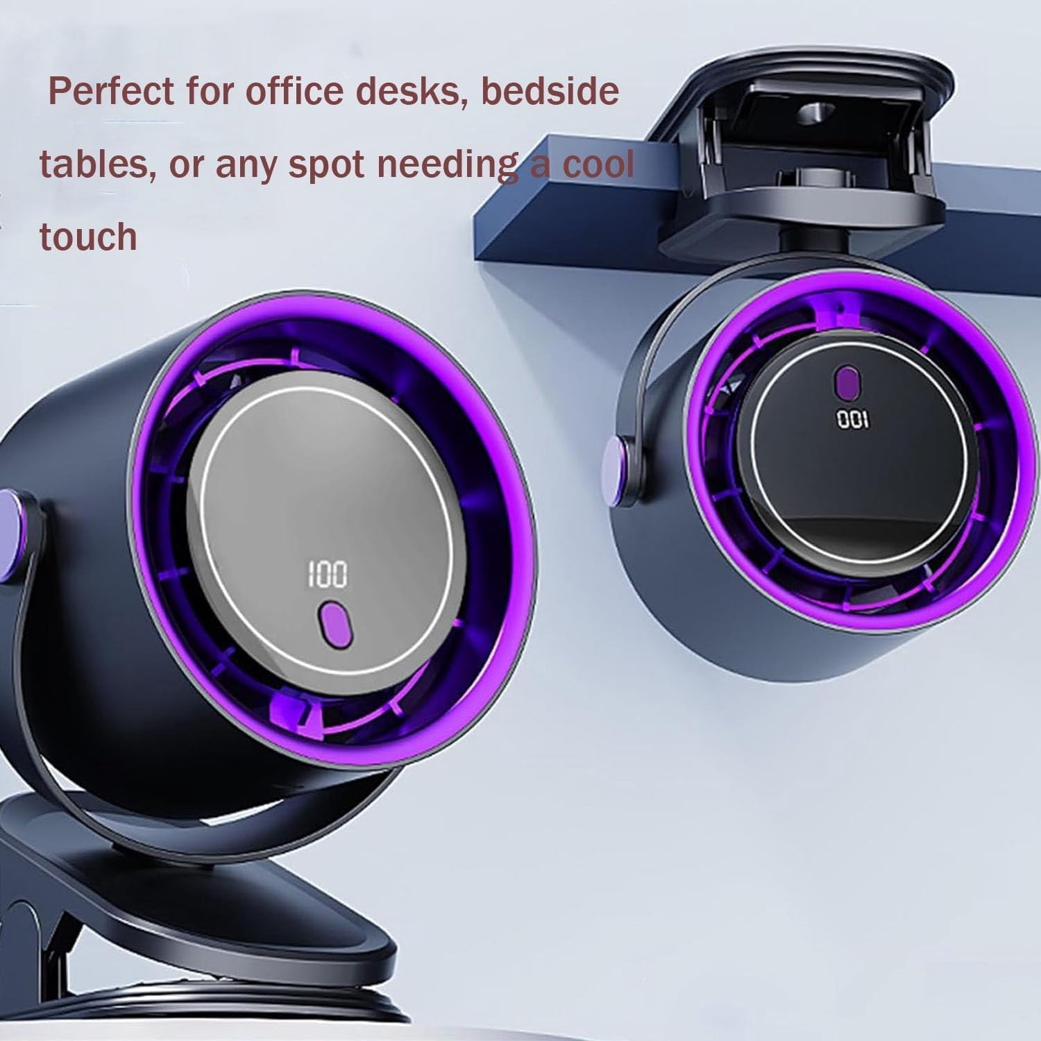 guanglv Powerful Portable Clip-on Fan, USB Powered Mini Personal Desk Clip Fan for Car Home Office